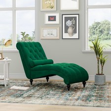 Velvet Button-Tufted Chaise