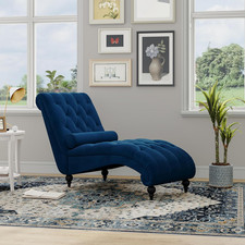 Velvet Button-Tufted Chaise