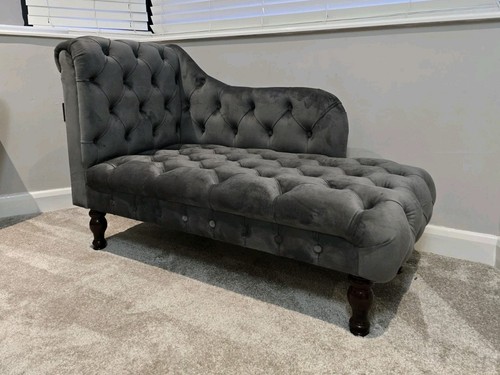 Grey velvet chesterfield - velvet,